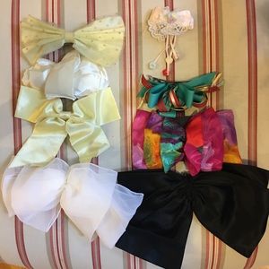 8 bow hair clips black rainbow green yellow white